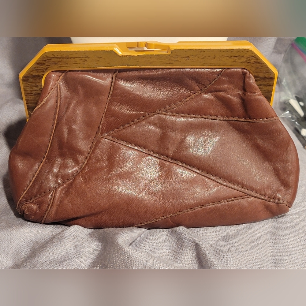 Vintage 1970s Large Patchwork Leather Clutch Purse - image 1